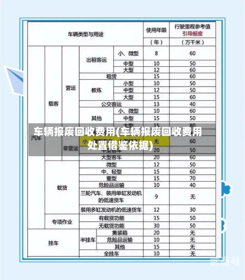车辆报废回收费用(车辆报废回收费用处置借鉴依据)