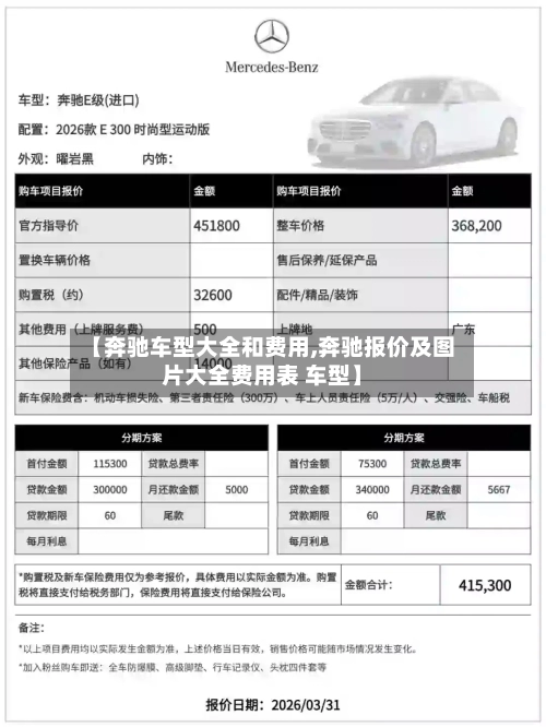 【奔驰车型大全和费用,奔驰报价及图片大全费用表 车型】