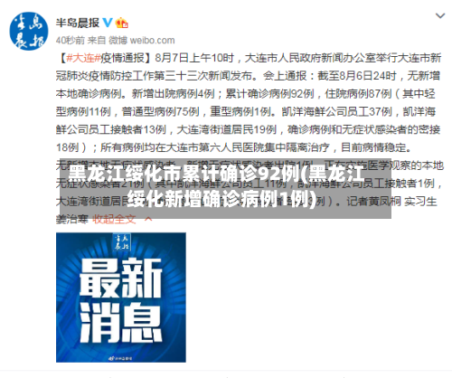 黑龙江绥化市累计确诊92例(黑龙江绥化新增确诊病例1例)