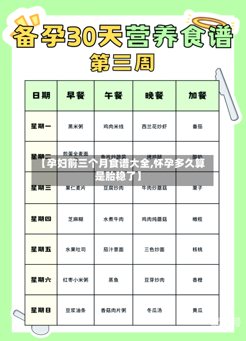 【孕妇前三个月食谱大全,怀孕多久算是胎稳了】