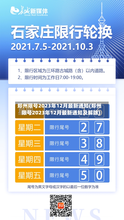 郑州限号2023年12月最新通知(郑州限号2023年12月最新通知及解除)